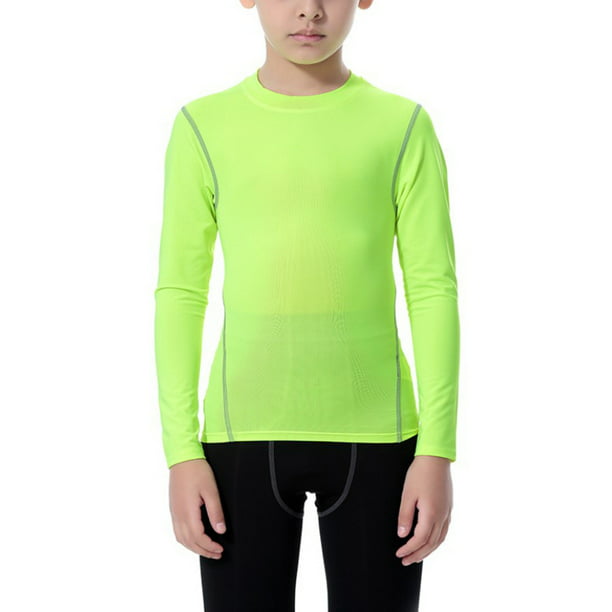 Boys Long Sleeve Shirt Quick Dry Baselayer Compression Trianing Tops 